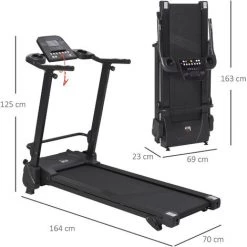 HOMCOM Tapis De Course électrique Pliable 1-14 Km/h 750 W écran LCD 5 Programmes Inclinaison Réglable Noir -France HOMCOM Soldes 2022 29991181 3