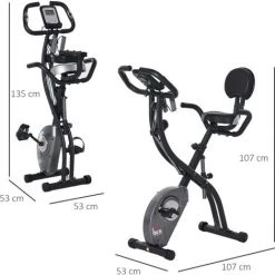 HOMCOM Vélo D'appartement Pliant Selle Réglable Dossier Poignées Ergonomiques écran LCD Multifonction Bandes Résistances Support Smartphone Acier Noir - Noir -France HOMCOM Soldes 2022 30108477 3