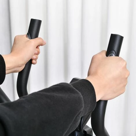 HOMCOM Vélo Elliptique Vertical Vélo D'appartement 2 En 1 écran LCD Multifonction Hauteur & Résistance Réglable Acier Noir 6 HOMCOM Vélo Elliptique Vertical Vélo D'appartement 2 En 1 écran LCD Multifonction Hauteur & Résistance Réglable Acier Noir – Image 4