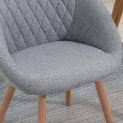 HOMCOM Chaises De Visiteur Design Scandinave - Lot De 2 Chaises - Pieds Effilés Bois Hêtre - Assise Dossier Accoudoirs Ergonomiques Lin Gris - Gris -France HOMCOM Soldes 2022 30202136 5