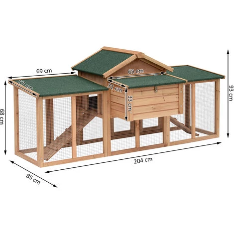 HOMCOM Poulailler Clapier Modèle Chalet Multi-équipé : Rampes, Nichoirs, Perchoirs, Plateau Excrément, Fenêtre, Portes Bois Massif 5 HOMCOM Poulailler Clapier Modèle Chalet Multi-équipé : Rampes, Nichoirs, Perchoirs, Plateau Excrément, Fenêtre, Portes Bois Massif – Image 3
