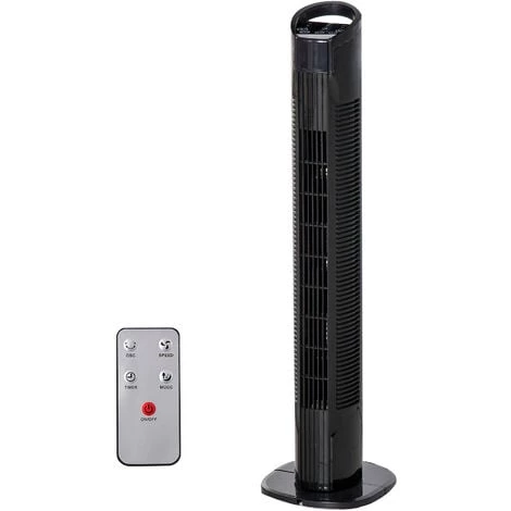 HOMCOM Ventilateur Colonne Tour Oscillant 50 W Silencieux Télécommande Incluse Minuterie 3 Modes 3 Vitesses Noir 3 HOMCOM Ventilateur Colonne Tour Oscillant 50 W Silencieux Télécommande Incluse Minuterie 3 Modes 3 Vitesses Noir