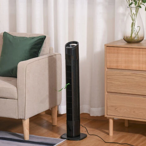 HOMCOM Ventilateur Colonne Tour Oscillant 50 W Silencieux Télécommande Incluse Minuterie 3 Modes 3 Vitesses Noir 4 HOMCOM Ventilateur Colonne Tour Oscillant 50 W Silencieux Télécommande Incluse Minuterie 3 Modes 3 Vitesses Noir – Image 2