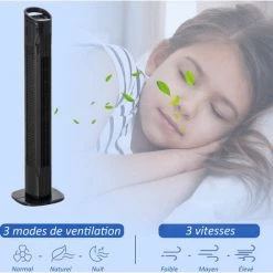 HOMCOM Ventilateur Colonne Tour Oscillant 50 W Silencieux Télécommande Incluse Minuterie 3 Modes 3 Vitesses Noir 11 HOMCOM Ventilateur Colonne Tour Oscillant 50 W Silencieux Télécommande Incluse Minuterie 3 Modes 3 Vitesses Noir -France HOMCOM Soldes 2022 30391077 5