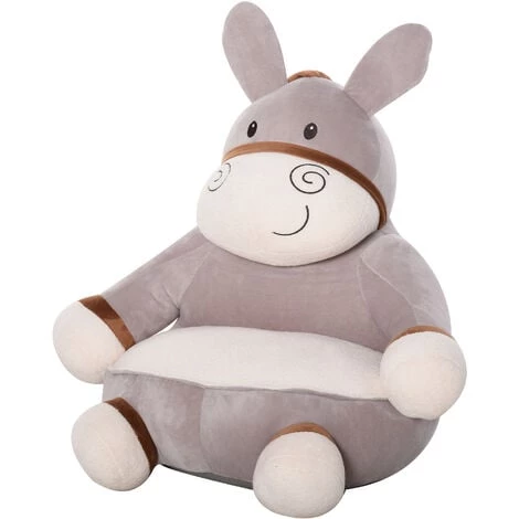 HOMCOM Fauteuil Enfant âne Dim. 60L X 55l X 60H Cm Garnissage Moelleux Coton Revêtement Velours Gris Crème 3 HOMCOM Fauteuil Enfant âne Dim. 60L X 55l X 60H Cm Garnissage Moelleux Coton Revêtement Velours Gris Crème