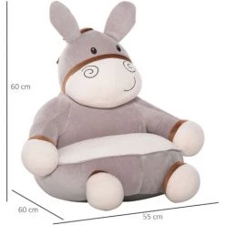 HOMCOM Fauteuil Enfant âne Dim. 60L X 55l X 60H Cm Garnissage Moelleux Coton Revêtement Velours Gris Crème 9 HOMCOM Fauteuil Enfant âne Dim. 60L X 55l X 60H Cm Garnissage Moelleux Coton Revêtement Velours Gris Crème -France HOMCOM Soldes 2022 30811824 3