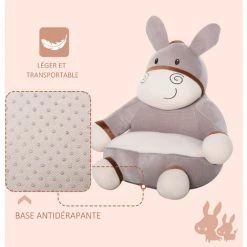 HOMCOM Fauteuil Enfant âne Dim. 60L X 55l X 60H Cm Garnissage Moelleux Coton Revêtement Velours Gris Crème 11 HOMCOM Fauteuil Enfant âne Dim. 60L X 55l X 60H Cm Garnissage Moelleux Coton Revêtement Velours Gris Crème -France HOMCOM Soldes 2022 30811824 5