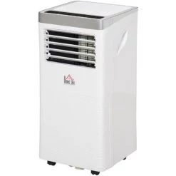 HOMCOM Climatiseur Portable 9.000 BTU/h - Ventilateur, Déshumidificateur - Réfrigérant Naturel R290 - Télécommande - Débit D'air 360 M³/h - Blanc - Blanc