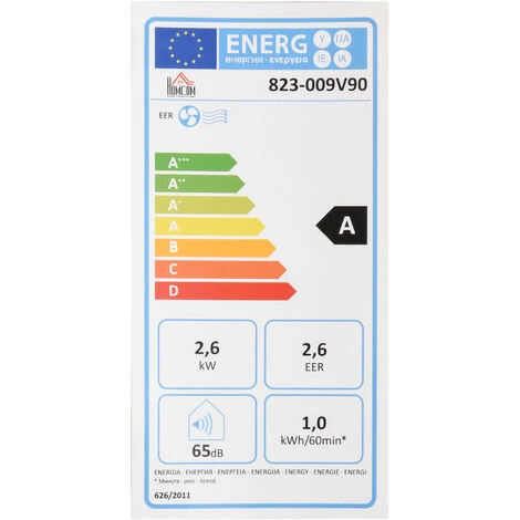 HOMCOM Climatiseur Portable 9.000 BTU/h - Ventilateur, Déshumidificateur - Réfrigérant Naturel R290 - Télécommande - Débit D'air 360 M³/h - Blanc - Blanc 6 HOMCOM Climatiseur Portable 9.000 BTU/h - Ventilateur, Déshumidificateur - Réfrigérant Naturel R290 - Télécommande - Débit D'air 360 M³/h - Blanc - Blanc – Image 4