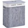 HOMCOM Panier à Linge Corbeille à Linge 2 Bacs Bambou Pliable Couvercle Poignée Sac Amovible En Toile Gris - Gris