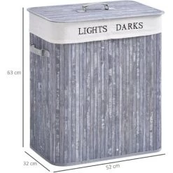 HOMCOM Panier à Linge Corbeille à Linge 2 Bacs Bambou Pliable Couvercle Poignée Sac Amovible En Toile Gris - Gris 9 HOMCOM Panier à Linge Corbeille à Linge 2 Bacs Bambou Pliable Couvercle Poignée Sac Amovible En Toile Gris - Gris -France HOMCOM Soldes 2022 31121036 3