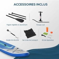 HOMCOM Stand Up Paddle Gonflable Surf Planche De Paddle Pour Adulte Dim. 320L X 80l X 15H Cm Nombreux Accessoires Fournis PVC -France HOMCOM Soldes 2022 31121067 5