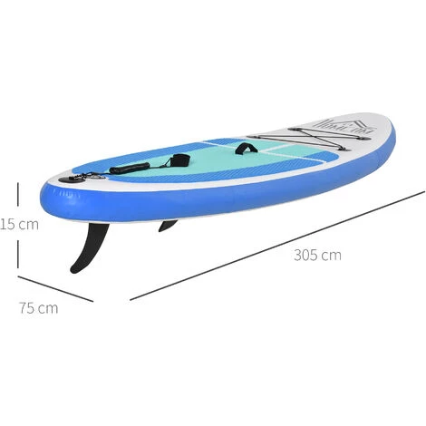HOMCOM Stand Up Paddle Gonflable Surf Planche De Paddle Pour Adulte Dim. 305L X 75l X 15H Cm Nombreux Accessoires Fournis PVC - Bleu 5 HOMCOM Stand Up Paddle Gonflable Surf Planche De Paddle Pour Adulte Dim. 305L X 75l X 15H Cm Nombreux Accessoires Fournis PVC - Bleu – Image 3