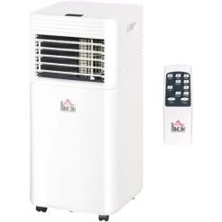 HOMCOM Climatiseur Portable 9.000 BTU/h - Ventilateur, Déshumidificateur - Réfrigérant Naturel R290 - Télécommande - Débit D'air 360 M³/h - Blanc
