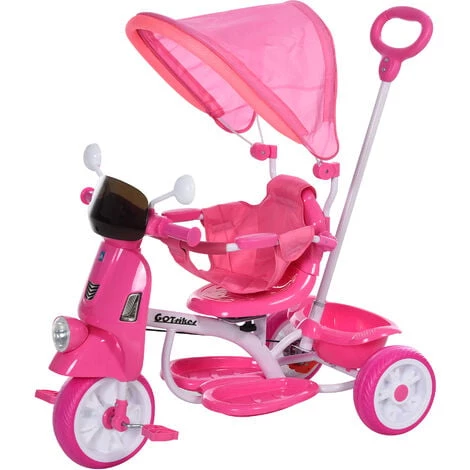 HOMCOM Tricycle Enfants évolutif Canne, Pare-soleil Pliable Amovible Effets Lumineux Sonores Métal Blanc PP Rose - Rose 3 HOMCOM Tricycle Enfants évolutif Canne, Pare-soleil Pliable Amovible Effets Lumineux Sonores Métal Blanc PP Rose - Rose