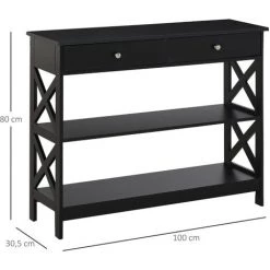 HOMCOM Console Style Table De Drapier Néo-rétro 2 Tiroirs 2 étagères Dim. 100L X 30l X 80H Cm MDF Noir 9 HOMCOM Console Style Table De Drapier Néo-rétro 2 Tiroirs 2 étagères Dim. 100L X 30l X 80H Cm MDF Noir -France HOMCOM Soldes 2022 31870267 3