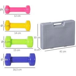 HOMCOM Ensemble D'haltères Courtes Total 10 Kg - Paires De 0,5/1/1,5/2 Kg Avec Malette - Entraînement Musculaire & Haltérophilie - Métal PU Multicolore 9 HOMCOM Ensemble D'haltères Courtes Total 10 Kg - Paires De 0,5/1/1,5/2 Kg Avec Malette - Entraînement Musculaire & Haltérophilie - Métal PU Multicolore -France HOMCOM Soldes 2022 31931657 3