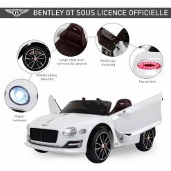 HOMCOM Véhicule électrique Enfants 2 Moteurs 108L X 60l X 43H Cm Télécommande Effets Sonores + Lumineux Blanc Bentley -France HOMCOM Soldes 2022 32126897 4