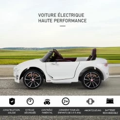 HOMCOM Véhicule électrique Enfants 2 Moteurs 108L X 60l X 43H Cm Télécommande Effets Sonores + Lumineux Blanc Bentley -France HOMCOM Soldes 2022 32126897 5