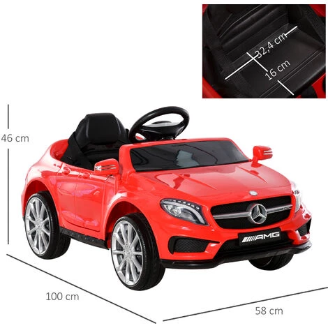 HOMCOM Voiture Véhicule électrique Enfant 6 V 7 Km/h Max. Télécommande Effets Sonores + Lumineux Mercedes GLA AMG Rouge 5 HOMCOM Voiture Véhicule électrique Enfant 6 V 7 Km/h Max. Télécommande Effets Sonores + Lumineux Mercedes GLA AMG Rouge – Image 3
