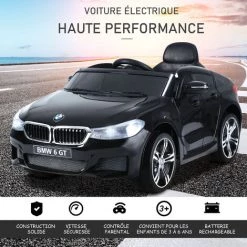 HOMCOM Voiture électrique Enfants 6 V 3 Km/h Max. Effets Sonores Et Lumineux Télécommande Incluse Noir BMW 6 GT 10 HOMCOM Voiture électrique Enfants 6 V 3 Km/h Max. Effets Sonores Et Lumineux Télécommande Incluse Noir BMW 6 GT -France HOMCOM Soldes 2022 32126900 4