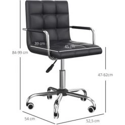 HOMCOM Chaise De Bureau Fauteuil Manager Pivotant Hauteur Réglable Revêtement Synthétique Capitonné Noir 9 HOMCOM Chaise De Bureau Fauteuil Manager Pivotant Hauteur Réglable Revêtement Synthétique Capitonné Noir -France HOMCOM Soldes 2022 32510391 3