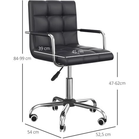 HOMCOM Chaise De Bureau Fauteuil Manager Pivotant Hauteur Réglable Revêtement Synthétique Capitonné Noir 5 HOMCOM Chaise De Bureau Fauteuil Manager Pivotant Hauteur Réglable Revêtement Synthétique Capitonné Noir – Image 3