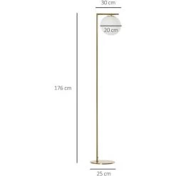HOMCOM Lampadaire Design Néo-rétro Globe En Verre Blanc Opaque Max. 40 W Métal Doré 9 HOMCOM Lampadaire Design Néo-rétro Globe En Verre Blanc Opaque Max. 40 W Métal Doré -France HOMCOM Soldes 2022 32693388 3