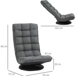 HOMCOM Fauteuil Lounge Design Capitonné Inclinaison Dossier Et Tétière Réglable Pivotant 360° Revêtement Lin Gris Chiné - Gris 9 HOMCOM Fauteuil Lounge Design Capitonné Inclinaison Dossier Et Tétière Réglable Pivotant 360° Revêtement Lin Gris Chiné - Gris -France HOMCOM Soldes 2022 33442118 3