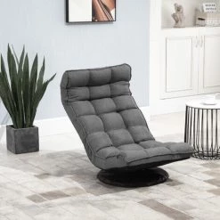 HOMCOM Fauteuil Lounge Design Capitonné Inclinaison Dossier Et Tétière Réglable Pivotant 360° Revêtement Lin Gris Chiné - Gris 10 HOMCOM Fauteuil Lounge Design Capitonné Inclinaison Dossier Et Tétière Réglable Pivotant 360° Revêtement Lin Gris Chiné - Gris -France HOMCOM Soldes 2022 33442118 4