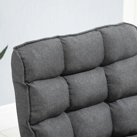 HOMCOM Fauteuil Lounge Design Capitonné Inclinaison Dossier Et Tétière Réglable Pivotant 360° Revêtement Lin Gris Chiné - Gris 7 HOMCOM Fauteuil Lounge Design Capitonné Inclinaison Dossier Et Tétière Réglable Pivotant 360° Revêtement Lin Gris Chiné - Gris â Image 5