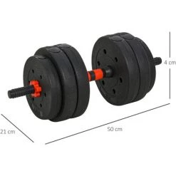 HOMCOM Ensemble D'haltères Courtes Total 25 Kg - Barres Incluses - Entraînement Musculaire & Haltérophilie - Acier HDPE Noir Rouge - Noir -France HOMCOM Soldes 2022 33442142 3