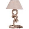 HOMCOM Lampe De Table - Lampe à Poser Style Marin - Ø 40 X 65H Cm - Abat-jour PVC Revêtement Lin Beige - Beige