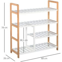 HOMCOM Etagère à Chaussures - étagère De Rangement - Meuble Chaussures 4 Niveaux Bois De Pin étagères à Lattes MDF Blanc 9 HOMCOM Etagère à Chaussures - étagère De Rangement - Meuble Chaussures 4 Niveaux Bois De Pin étagères à Lattes MDF Blanc -France HOMCOM Soldes 2022 33501977 3