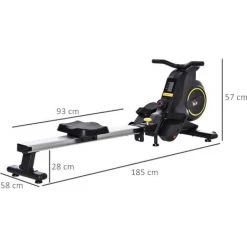 HOMCOM Rameur D'appartement Pliable - 8 Niveaux De Résistance Magnétique - écran LCD Multifonction - Acier Alu. ABS Noir Jaune - Noir -France HOMCOM Soldes 2022 33713500 3