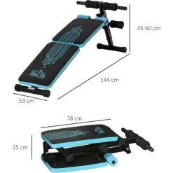 HOMCOM Banc De Musculation Pliable Banc Abdominaux Hauteur Réglable 4 Positions Dim. 144L X 53l X 45-60H Cm Bleu Noir 9 HOMCOM Banc De Musculation Pliable Banc Abdominaux Hauteur Réglable 4 Positions Dim. 144L X 53l X 45-60H Cm Bleu Noir -France HOMCOM Soldes 2022 33713502 3