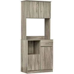 HOMCOM Armoire De Cuisine Multi-rangements 3 Placards 2 Niches Tiroir Panneaux Particules Classe E1 Aspect Chêne Gris - Gris