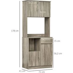 HOMCOM Armoire De Cuisine Multi-rangements 3 Placards 2 Niches Tiroir Panneaux Particules Classe E1 Aspect Chêne Gris - Gris 9 HOMCOM Armoire De Cuisine Multi-rangements 3 Placards 2 Niches Tiroir Panneaux Particules Classe E1 Aspect Chêne Gris - Gris -France HOMCOM Soldes 2022 33905029 3