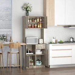 HOMCOM Armoire De Cuisine Multi-rangements 3 Placards 2 Niches Tiroir Panneaux Particules Classe E1 Aspect Chêne Gris - Gris 10 HOMCOM Armoire De Cuisine Multi-rangements 3 Placards 2 Niches Tiroir Panneaux Particules Classe E1 Aspect Chêne Gris - Gris -France HOMCOM Soldes 2022 33905029 4