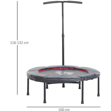 HOMCOM Trampoline De Fitness / Gymnastique Haute Performance Ø 100 Cm élastiques Bungee + Guidon Hauteur Réglable 116-132 Cm Noir - Noir 5 HOMCOM Trampoline De Fitness / Gymnastique Haute Performance Ø 100 Cm élastiques Bungee + Guidon Hauteur Réglable 116-132 Cm Noir - Noir – Image 3
