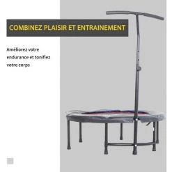 HOMCOM Trampoline De Fitness / Gymnastique Haute Performance Ø 100 Cm élastiques Bungee + Guidon Hauteur Réglable 116-132 Cm Noir - Noir 10 HOMCOM Trampoline De Fitness / Gymnastique Haute Performance Ø 100 Cm élastiques Bungee + Guidon Hauteur Réglable 116-132 Cm Noir - Noir -France HOMCOM Soldes 2022 33989646 4