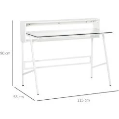 HOMCOM Bureau Informatique Multimédia Design Contemporain 2 étagères Arrières Plateau Verre Trempé Métal Panneaux Particules Blanc 9 HOMCOM Bureau Informatique Multimédia Design Contemporain 2 étagères Arrières Plateau Verre Trempé Métal Panneaux Particules Blanc -France HOMCOM Soldes 2022 34525001 3