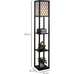 HOMCOM Lampadaire étagère Lampe étagère 26L X 26l X 160H Cm 3 étagères 4 Niveaux MDF Noir Motif Nid D'abeille 9 HOMCOM Lampadaire étagère Lampe étagère 26L X 26l X 160H Cm 3 étagères 4 Niveaux MDF Noir Motif Nid D'abeille -France HOMCOM Soldes 2022 34599309 3