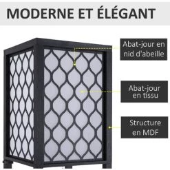 HOMCOM Lampadaire étagère Lampe étagère 26L X 26l X 160H Cm 3 étagères 4 Niveaux MDF Noir Motif Nid D'abeille 10 HOMCOM Lampadaire étagère Lampe étagère 26L X 26l X 160H Cm 3 étagères 4 Niveaux MDF Noir Motif Nid D'abeille -France HOMCOM Soldes 2022 34599309 4