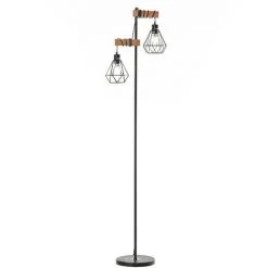 HOMCOM Lampadaire Design Industriel 40 W Max. Double Suspension Métal Filaire Hauteur Réglable Noir - Noir
