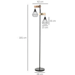 HOMCOM Lampadaire Design Industriel 40 W Max. Double Suspension Métal Filaire Hauteur Réglable Noir - Noir 9 HOMCOM Lampadaire Design Industriel 40 W Max. Double Suspension Métal Filaire Hauteur Réglable Noir - Noir -France HOMCOM Soldes 2022 34599383 3