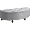 HOMCOM Pouf De Rangement Coffre 2 En 1 - Pouf Design Classique Chic Capitonné Demi-cercle - Pieds Bois Hévéa Noir Revêtement Velours Gris -France HOMCOM Soldes 2022 34855289 1