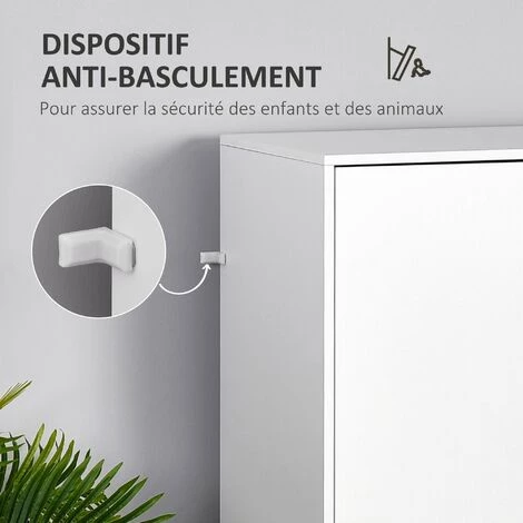 HOMCOM Armoire De Rangement Design Scandinave - Armoire De Chambre - Placard 2 Portes Avec Penderie Et étagère - 2 Tiroirs Coulissants - Panneaux Particules Blanc Chêne Clair - Blanc 7 HOMCOM Armoire De Rangement Design Scandinave - Armoire De Chambre - Placard 2 Portes Avec Penderie Et étagère - 2 Tiroirs Coulissants - Panneaux Particules Blanc Chêne Clair - Blanc – Image 5