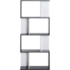 HOMCOM Bibliothèque étagère Meuble De Rangement Design Contemporain En S 4 étagères 60L X 24l X 148H Cm Noir Blanc