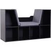 HOMCOM Bibliothèque Banc 2 En 1 Design Contemporain 6 Casiers 3 Coussins Fournis 102L X 30l X 61H Cm Noir Gris -France HOMCOM Soldes 2022 35136558 1